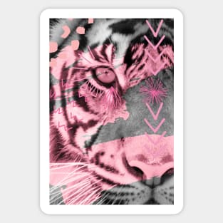 Blush pink - black & white - 1990s tiger Sticker